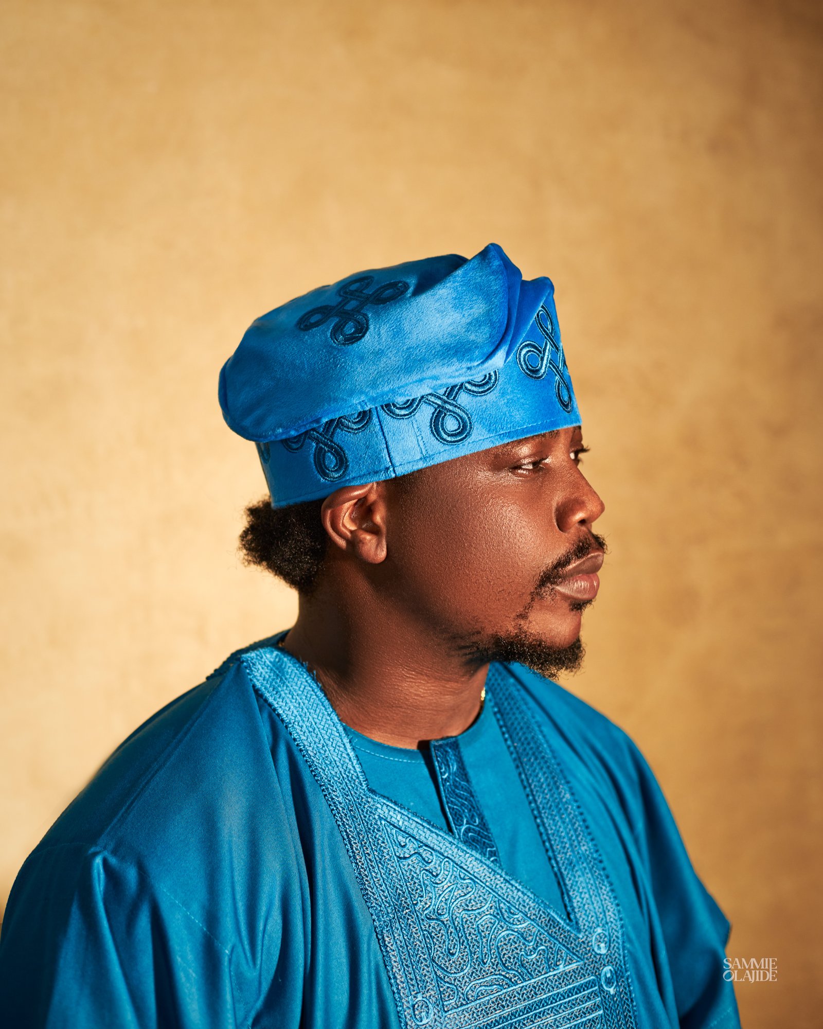 Blue Velvet Yoruba Cap Fila